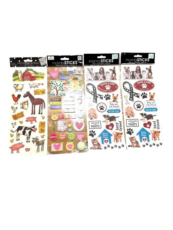 Mambi Sticks Other - Mambi Sticks Sticker Set Farm Animals Family Dogs Adopt a Pet 3D Scrapbooking